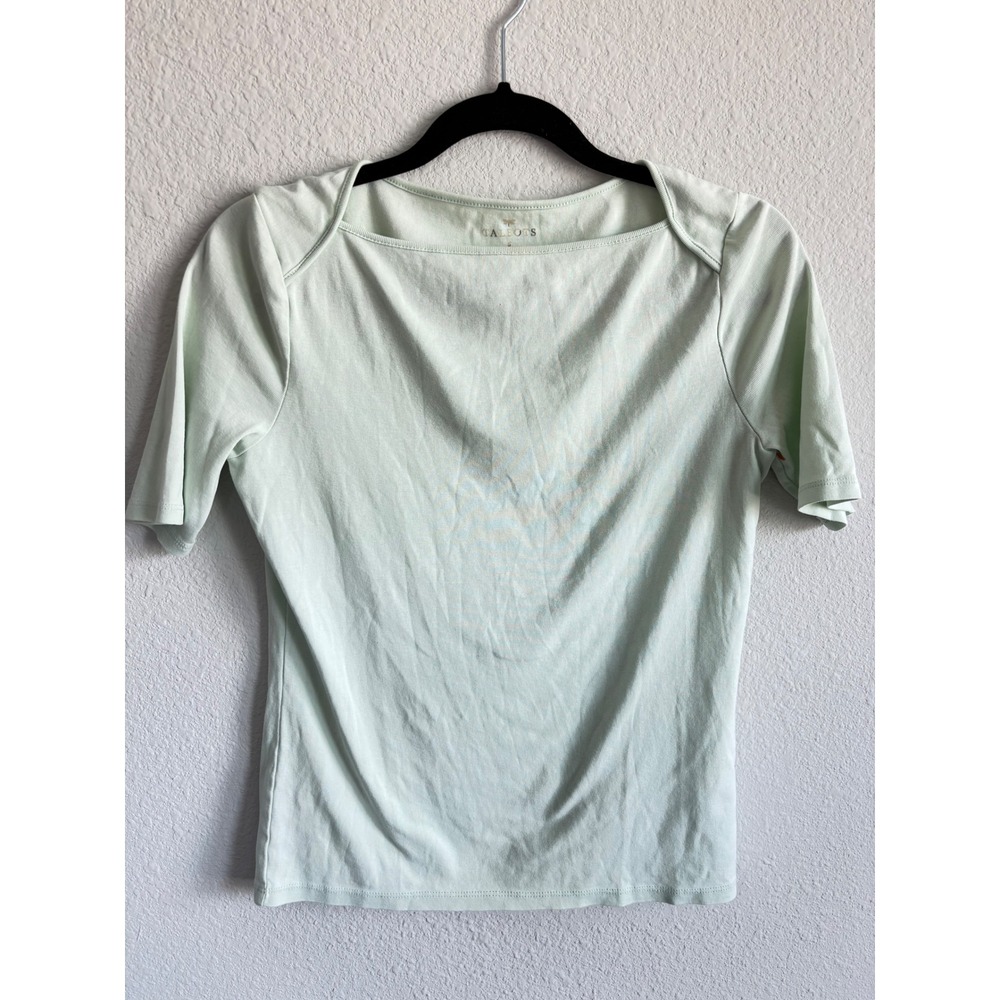 Talbots Short Sleeve Top Small Mint Green Boat Neck Pima Cotton Classic